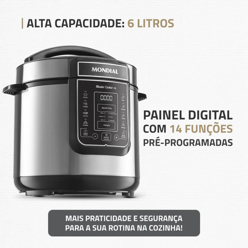Panela Elétrica de Pressão PE-60-6L Digital 6L Mondial