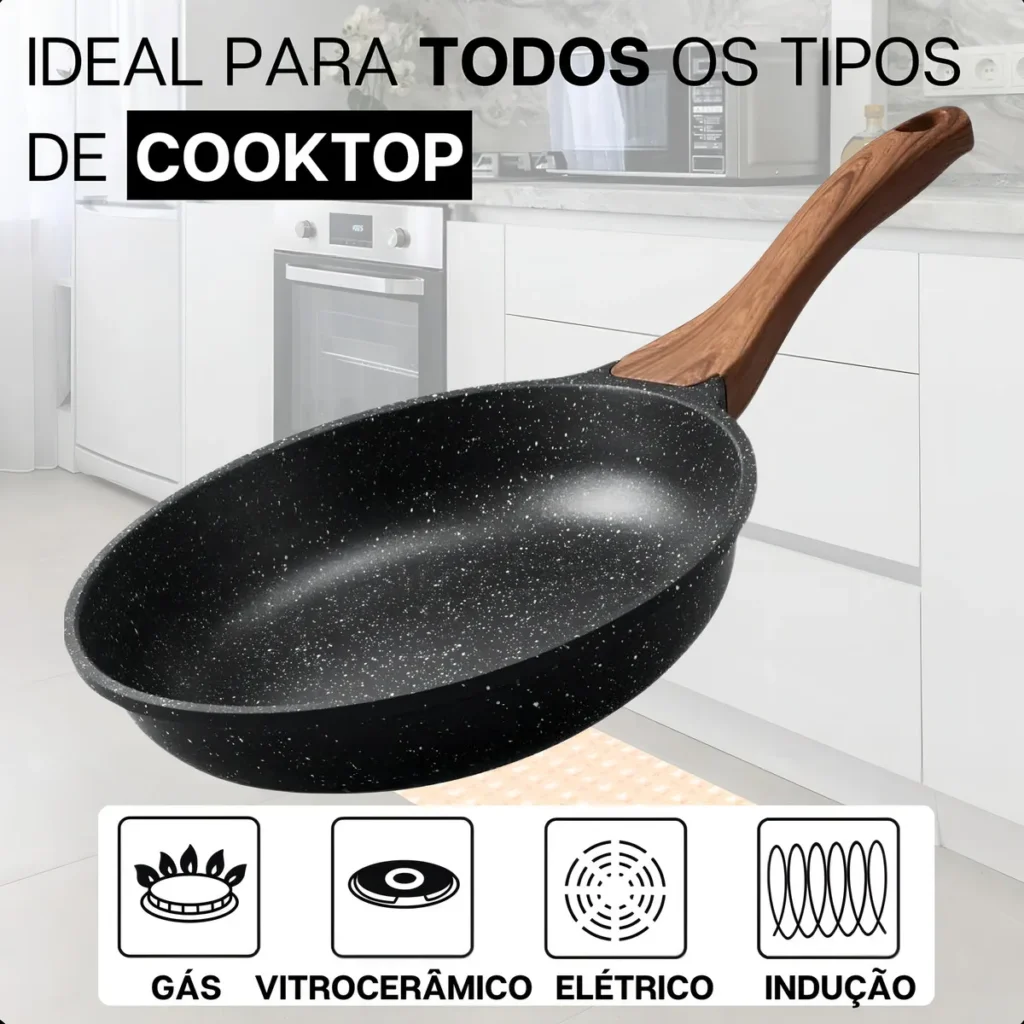 Frigideira Cerâmica Antiaderente Grande Para Fogão A Gás Indução Cooktop Panela Frita Sem Óleo Moderna Mix