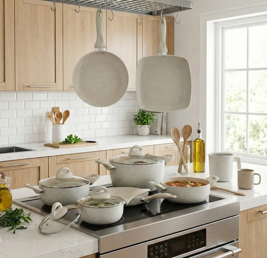 Jogo de Panelas Casambiente 8 Peças Revestimento Cerâmico Antiaderente