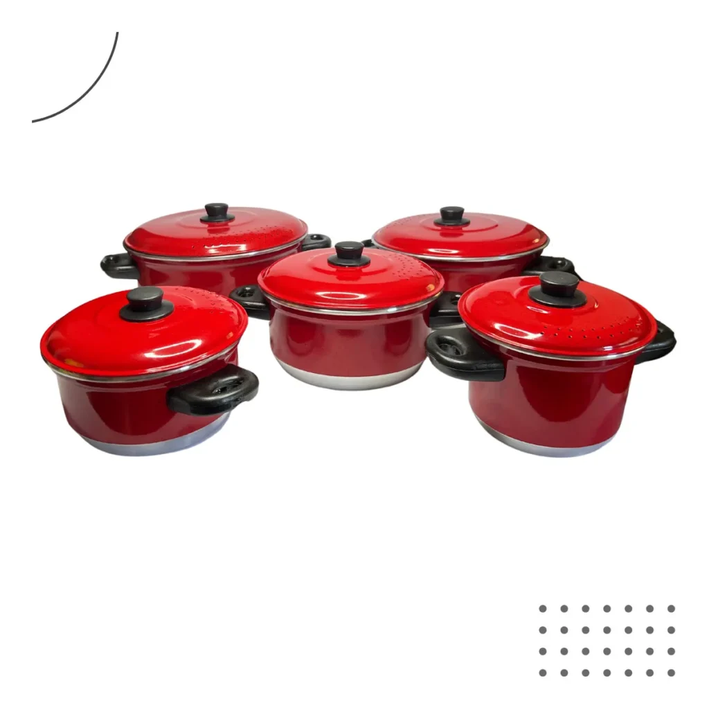 Jogo de Panelas com 6 Peças Vermelho Pigmentado