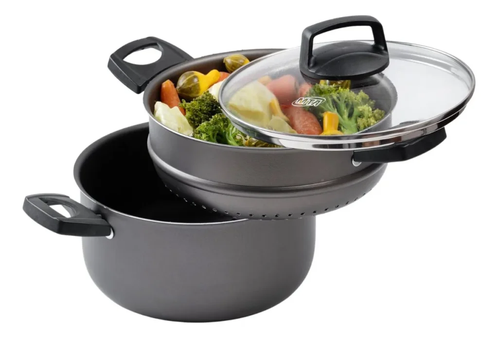 Panela Cozinha a Vapor 3 em 1 Caçarola Legumes Banho Maria MTA Cozivapor